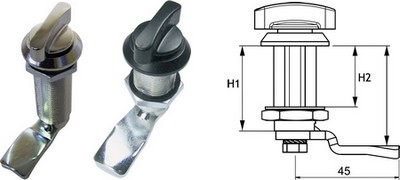 Vierteldrehriegel mit Flgelknopf - langes Gehuse