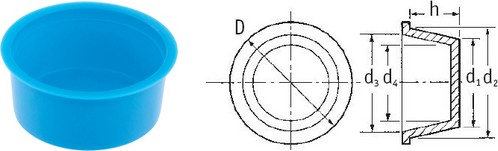 Konische Kappen / Stopfen - blaue Serie