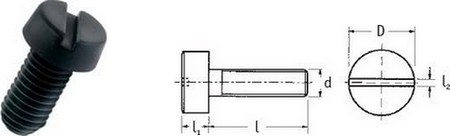 Zylinderschrauben mit Schlitz - Nylon 6.6, schwarz